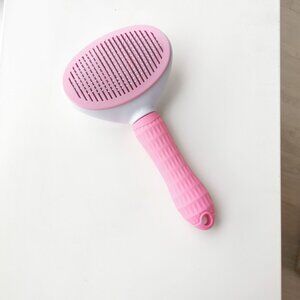 Pink Pet Grooming Brush Push-Button Self-Cleaning Deshedding Tool Dogs Cats